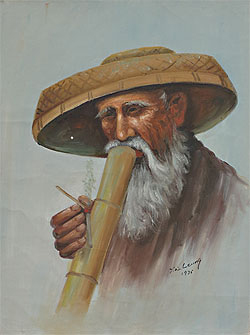Unnamed of Bamboo Pipe Smoker by Y.W. Leung