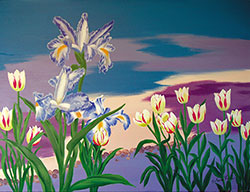 Iris and Tulip by the River Bank by Shun Lee